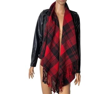 Rewind Leather Like Material with Buffalo Plaid built in Scarf SZ SM faux leathe